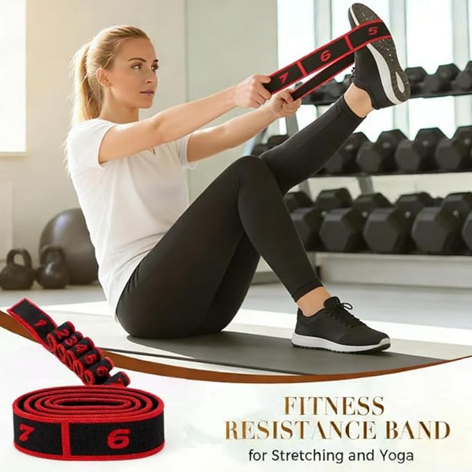 Fitness Resistance Band for Stretching and Yoga, Number Stretch Resistance Band with Clear Markings, 8,10,12-Section Elastic Training Bands for Stretching, Yoga, Pilates