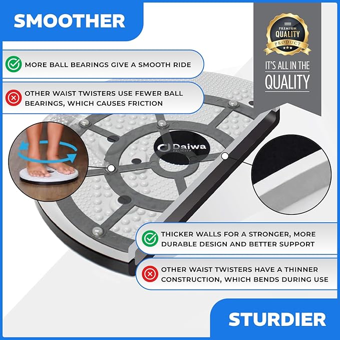 Daiwa Felicity Figure Trimmer Ab Twister Board - Waist Twister Machine for Core & Abs Exercise - Waist Twisting Fitness Tool, Dizzy Disc Twist Board for Slimming Workout with Magnets Reflexology