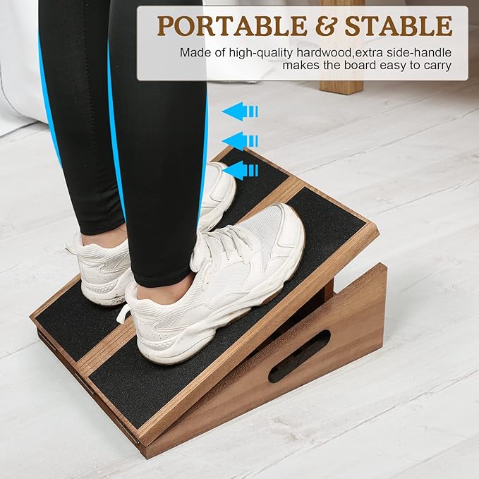 Slant Board for Calf Stretching, Adjustable Wooden Calf Stretcher Incline Board, Wedge Stretcher for Squats, Professional Stretch Board for Knees Ankle Heel Feet Leg