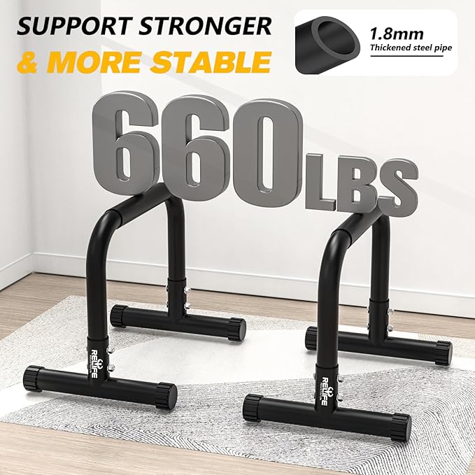 RELIFE Dip Station Functional Heavy Duty Dip Bar Parallette Push Up Stand