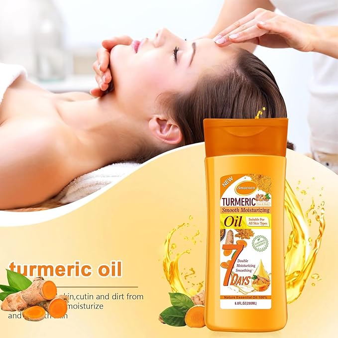 2 Packs Turmeric Oil, Natural Moisturizing Nourishing for Face and Body, Vitamin E Body Oil, Anti-aging, Wrinkle Skincare Essential oil for All Skin Types, 200ml*2