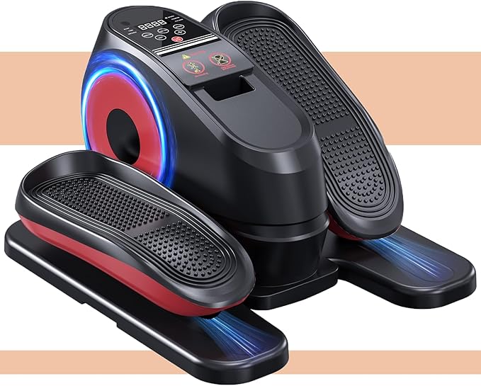 Under Desk Elliptical Machine, Electric Exerciser Pro with 16 Adjustable Speed, Quiet and Fully Assembled with Remote Control & Non-Slip Foot Straps Grey