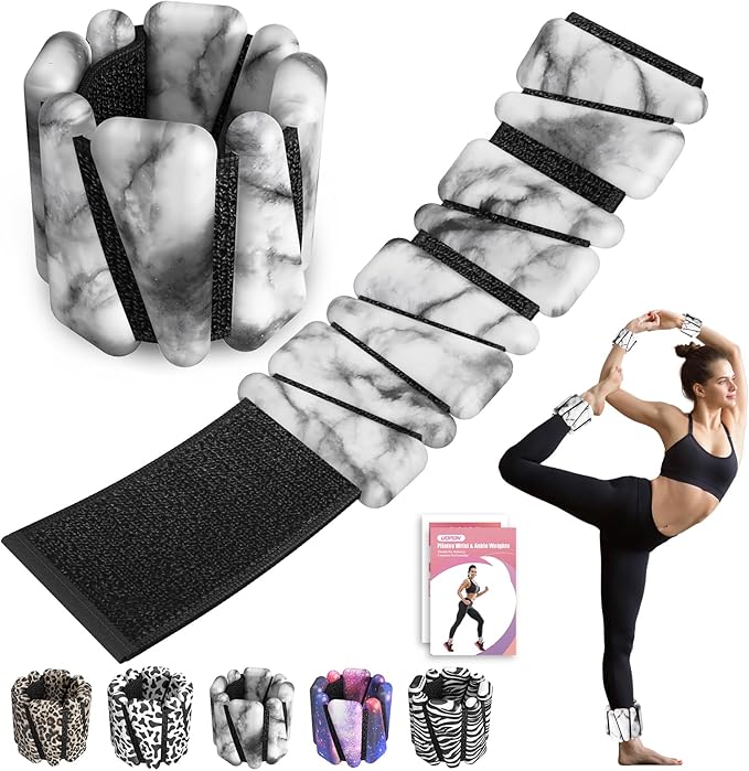 Wrist Ankle Weights for Women Set of 2, Adjustable Silicone Weighted Bangles, Wearable Ultra-durable Strips Weight Bracelet 2 lbs/4 lbs for Yoga, Pilates, Barre, Walking, Arm & Leg Workout