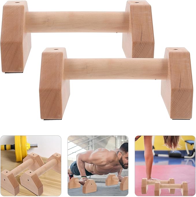 BESPORTBLE Wooden Push up Bars Pushup Handles Strength Training Push up Stands Beech Wood 25cm Pair Fitness Equipment for Home and Outdoor Workout