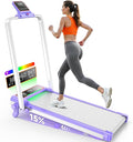 Folding Walking Pad with 15% Incline/RGB Light/Dual Screen Display, 3.5HP Treadmills for Home, Portable Walking Pad Treadmill with Handle Bar and 4 Adjustable Incline, 350lbs Capacity, Smart App