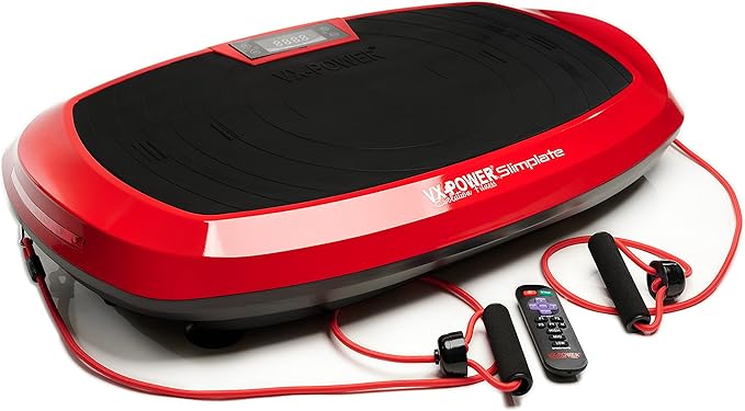 VX-Power Slimplate Galaxy - Vibration Plate Whole Body Vibration Platform Exercise Machine with Resistance Cords for Body Shaping, Cardio, Toning & Wellness, Bluetooth Speakers