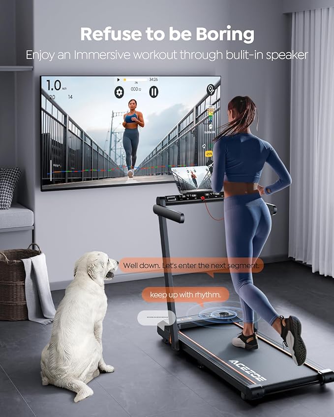 Foldable Treadmill with 0-15% Incline and Handle Bar, 2.5HP Treadmills for Home, Under Desk Treadmill with 300LBS Capacity, Walking Pad with Speaker, APP/Remote Control