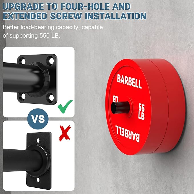 Wall Mount Weight Plate Holder for Olympic Plates, Heavy Duty Steel Weight Plate Wall Mount, Black High Capacity Weight Holders for Plates Home Gym Organizer