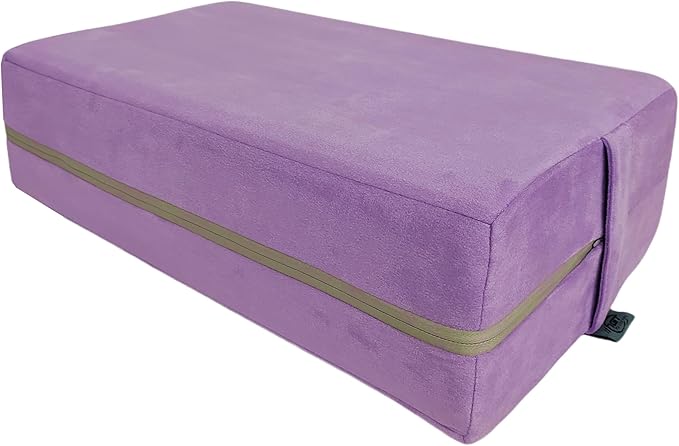NGT new guide steps Yoga Bolster Pillow for Meditation and Support - Rectangular Yoga Cushion Foam Wedges Washable Suede Pillowcase for Men and Women with Carry Handles. (Purple)