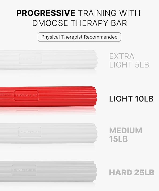 DMoose Fitness Flex Resistance Bar for Physical Therapy - Non-Slip Odorless Material, Exercise Bar for Tennis & Golfers Elbow Tendonitis Relief - Wrist and Forearm Strengthener & Grip Strength Trainer