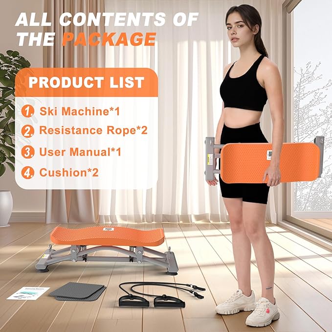 Balancing Machine for Full Body Workout，Simulated Ski Full Body Cardio Workout Equipment，Sliding Ski Simulator with Resistance Bands，Portable Twist Balance Trainer Featuring LCD Display