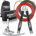 PrimaFIT Jump Rope Pro Speed Skipping Rope Adjustable Adult Jumping Rope Weighted Aluminium Handles for Double Dutch Boxing Workout Crossfit Exercise Fitness Spare Cable Weights Protectors Carry Bag