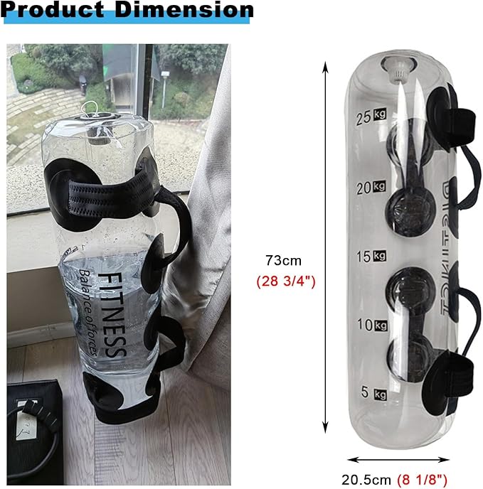 Portable Workout Water Bag Folding, Home Gym Weight Dumbbells Training Equipment, Clear Yoga Sandbag Tool with Pump, 10-35 Kg Sport Weights Bag (Color : 25kg)