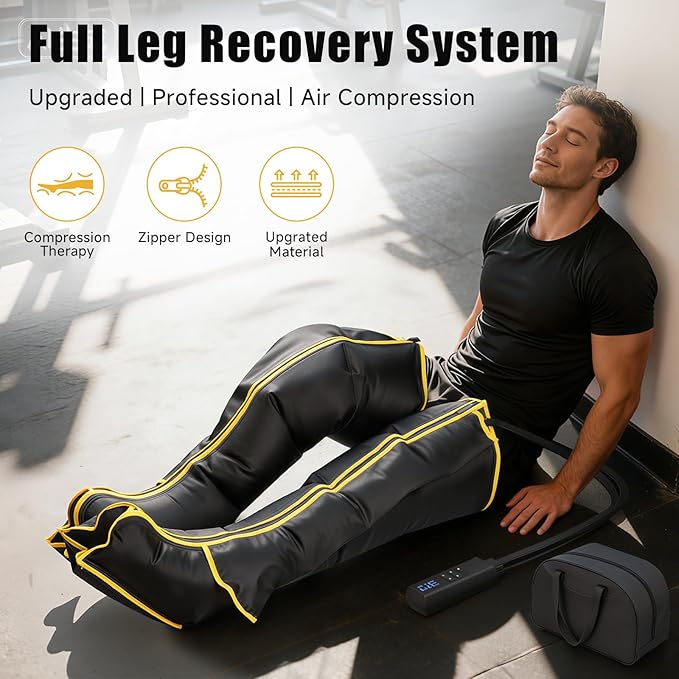 Air Compression Leg Massager, Professional Sequential Foot & Full Leg Massager for Circulation and Pain Relief, Fast Recovery Compression Boots for Athletes, Gifts for Men Women