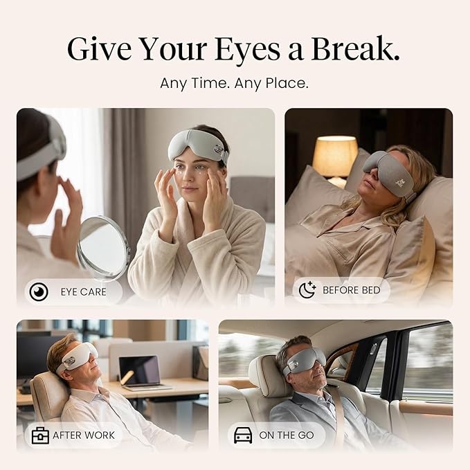 BOB AND BRAD EYEFLOW Eye Massager with Heat & Cooling, FSA Eligible and HSA - Semiconductor Cold Compress Eye Mask for Migraines, Dry Eyes & Dark Circles, Heated Temple Massager for Headaches & Sleep