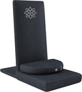 Mindful Modern Folding Pro Meditation Chair - Adjustable Meditation Seat with Back Support and Half Moon Buckwheat Meditation Cushion - Comfortable Mindfulness Living Room Floor Chair