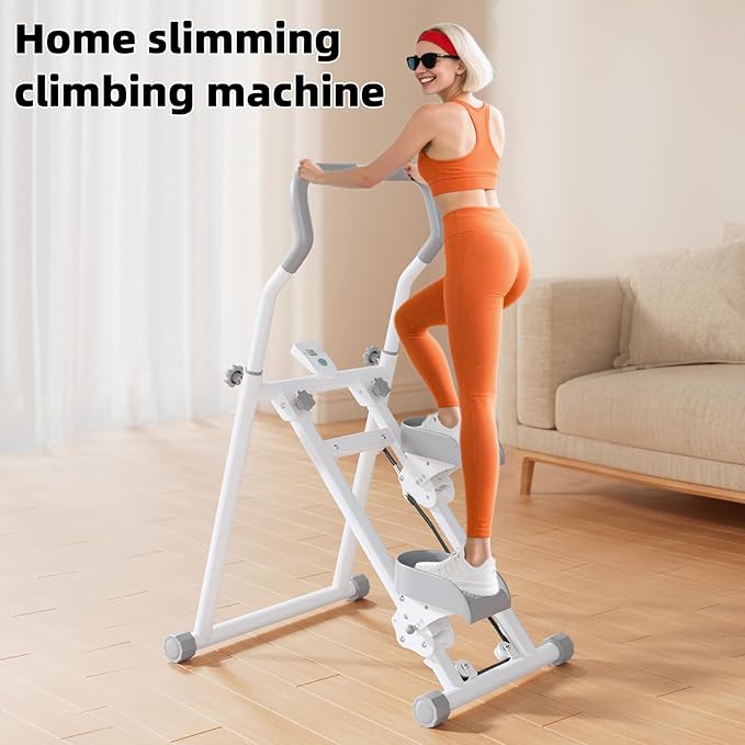 Adjustable Stair Stepper for Home Exercise, 3-in-1 Folding Cardio Step Machine with Handlebar & Oversized Pedals, 90% Pre-Assembled Stair Climber for Indoor Fitness