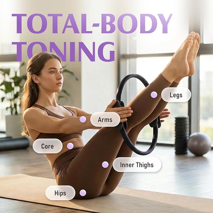 JKSHMYT Pilates Ring Fitness Circle for Women, Pilates Equipment – 14.5" Home Magic Exercise Workout, Better me Pilates Essentials Starter Set for Beginners Toning Shape Full Body