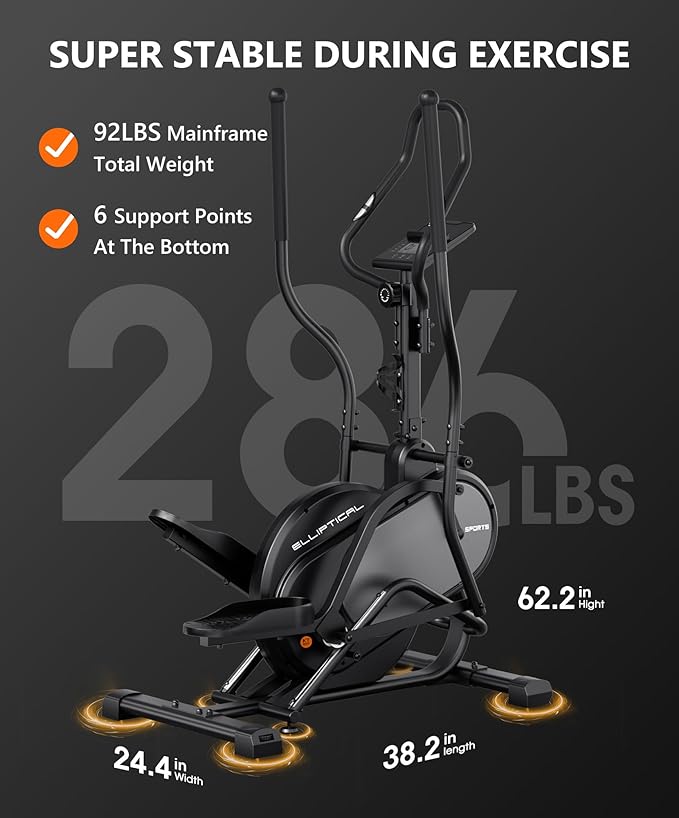 THERUN Elliptical Exercise Machine, 3-in-1 Cardio Climber Stepping Elliptical Machine for Home, Stair Stepper Elliptical Training Machines w/16 Levels Resistance, Pulse Sensor, LCD Monitor