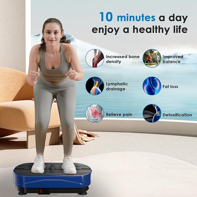 Vibration Plate Exercise Machine - Whole Body Workout Vibration Platform Lymphatic Drainage Machine for Weight Loss Home Fitness with Resistance Bands Remote