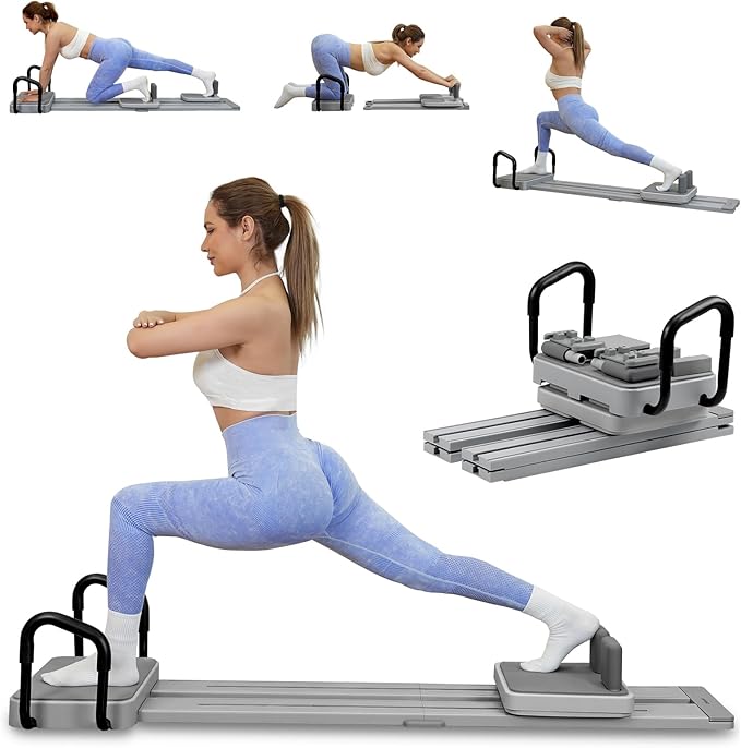 Pilates Reformer -Pilates Board with 66.9'' Extended Track Portable Multifunctional Abdominal Pilates Ski Machine for Home Workout Equipment, Pilates Machine
