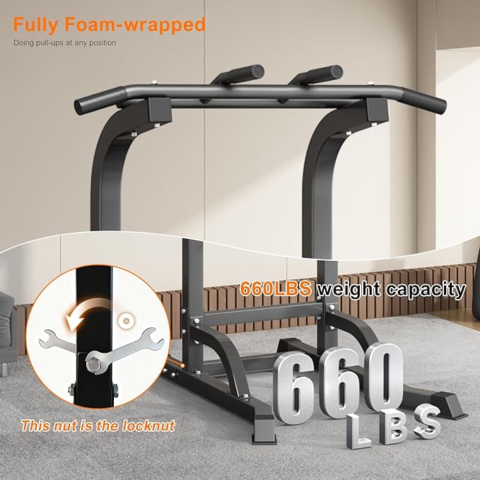 Power Tower Pull Up Bar and Dip Station, Multi-Function Home Gym, Strength Training Fitness Equipment, Height Adjustable