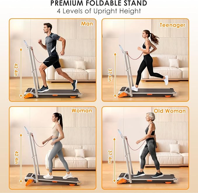 Walking Pad with Incline Portable Treadmill with Handle Bar for Home Office Under Desk Use Small Space Treadmill