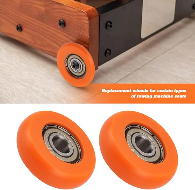 2PCS Rowing Machine Seat Wheel Outer Diameter 36mm Width 10mm Inner Diameter 8mm Nylon Stainless Steel Roller Wheel with Bearing Load Capacity 67kg Orange
