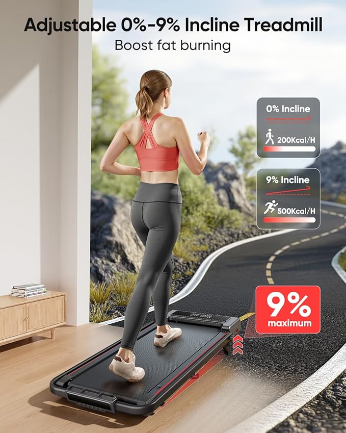 4 in 1 Walking Pad Treadmill with Incline and Handle, 2.5HP with Dual Display and Mute Control, Foldable Under Desk Treadmills for Home with App Bluetooth Folding Treadmill for Small Space