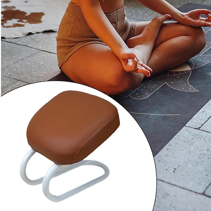 Kneeling Meditation Stool Seat Ergonomic Adults Gift, Sturdy Women Portable Prayer Bench, Meditation Bench for Yoga Studio, Brown