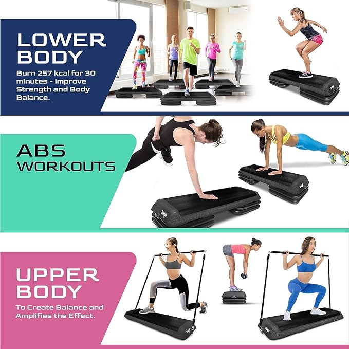 Yes4All Multi-Functional Aerobic Step Platform Adapter/Versatile Stepper Platform With Pilate Bar And Resistance Band