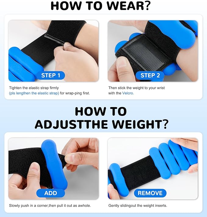 Wrist Ankle Weights for Women Men, Leg Arm Wrist Weights Bangles 1lb*2 2lb*2 Wearable Weights Pilates Weighted Bracelet for Strength Training Walking Swimming Yoga Physical Therapy