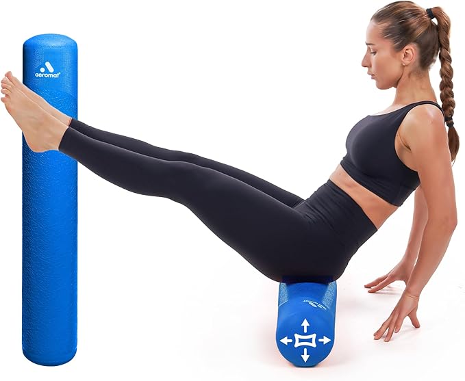Adjustable Air Roller 2 to 12 PSI Firmness with Pump – Inflatable Fitness, Yoga, and Rehab Roller for Men and Women, Back Roller for Muscle Recovery, Home Gym, Travel, or Physical Therapy – Blue