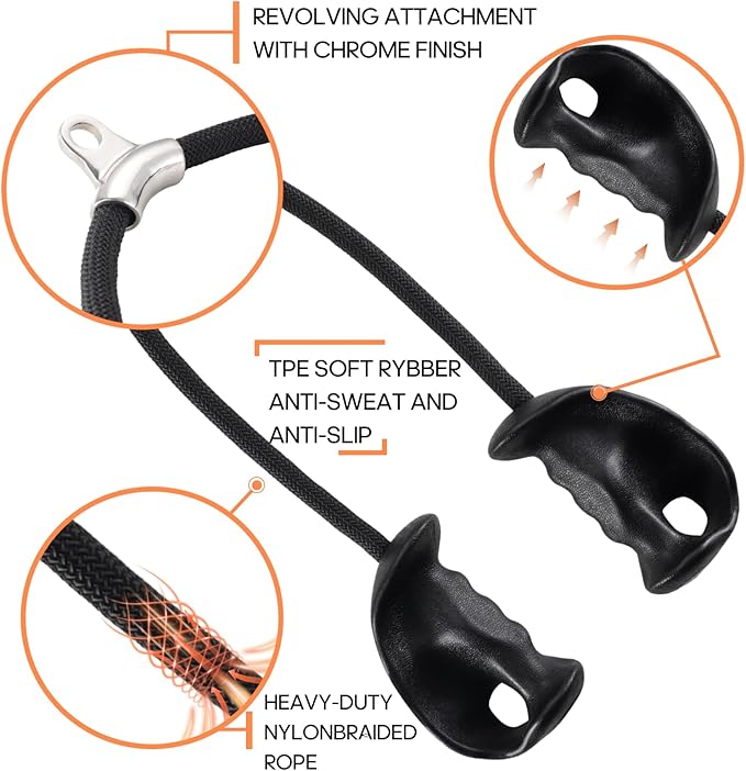 Tricep Rope Pull Down Attachment with Ergonomic Handles,Triceps Rope for Cable Machine Pulley System,Home Gym Accessories