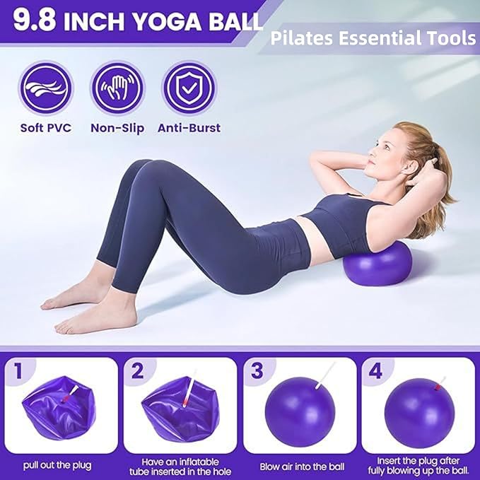 Pilates Essential Kit for Women,13pcs Pilates Equipment for Home Workouts,with Pilates Ring and Ball,5 Resistance Bands and Other Equipment,for Pilates Beginners,Enthusiasts and Professionals