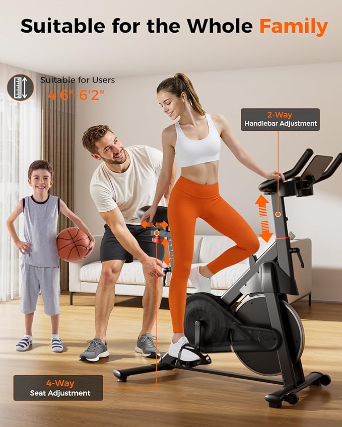 SupeRun Magnetic Exercise Bike for Home, Stationary Bikes Indoor Cycling with 32-Level Resistance, Adjustable for Users 5'1" to 5'11" & 300lbs Capacity