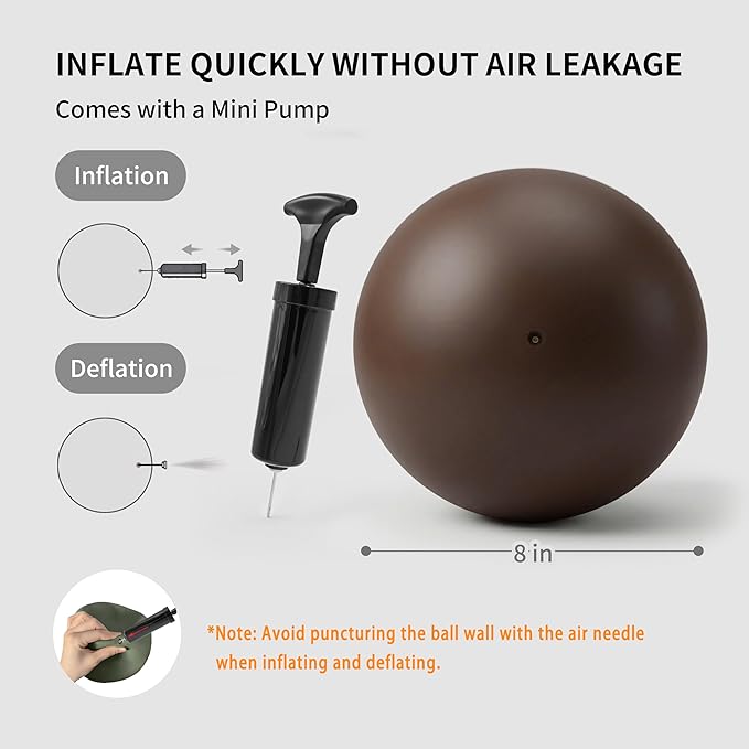 Pilates Ball 8 inch, Small Yoga Ball Extra Thick, Mini Pilates Ball with Pump, Non-Slip Surface Small Exercise Ball for Physical Therapy, Stretching, Strength & Core Training
