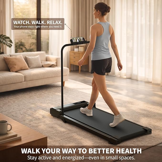STRIDEMAX Quiet Folding Treadmill with Manual Incline, 2.5HP Under Desk Walking Pad, Basic LED Display, Shock Absorption, Space-Saving Fitness Equipment for Small Apartments - Joystride Series