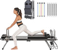Foldable Pilates Reformer Machine for Home Use - 330lbs Capacity with 5 Alloy Springs, 11 Resistance Levels & UP Leather Surface, Space-Saving Fitness Equipment