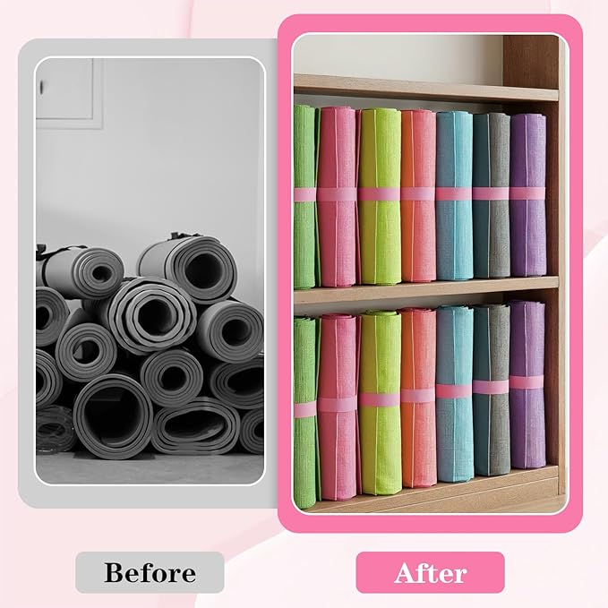 Yoga Mat Strap, One Snap Yoga Mat Slap Band for Keep Mats Tightly Rolled, Elastic One Snap Straps Band