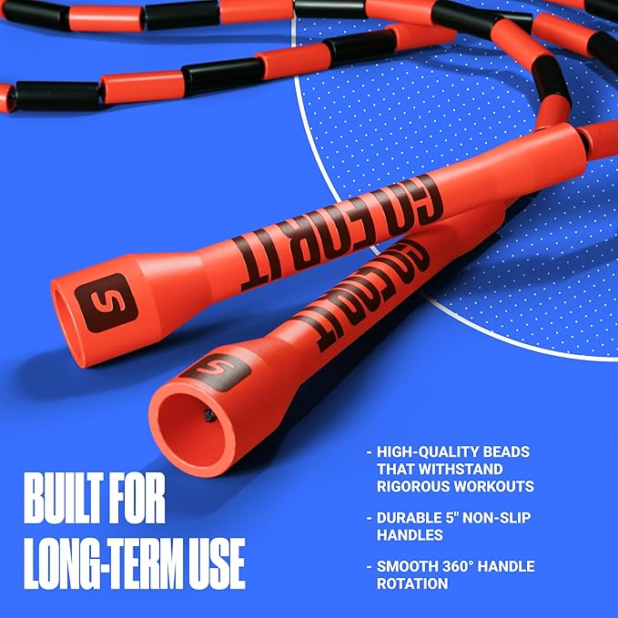 Sportbit Elite Beaded Jump Rope – Adjustable for Kids & Adults, Durable Fitness Skipping Rope for Cardio, Gym, Home & Outdoor Workouts
