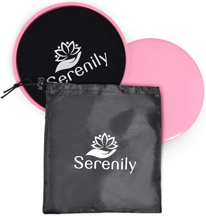 Serenily Sliders for Working Out - Core Exercise Sliders, 2 Dual Sided Gliding Discs For All Floors With Carry Bag & Workout Guide. Abs & Full-Body Fitness Equipment - Compact Slider Set For Home Gym