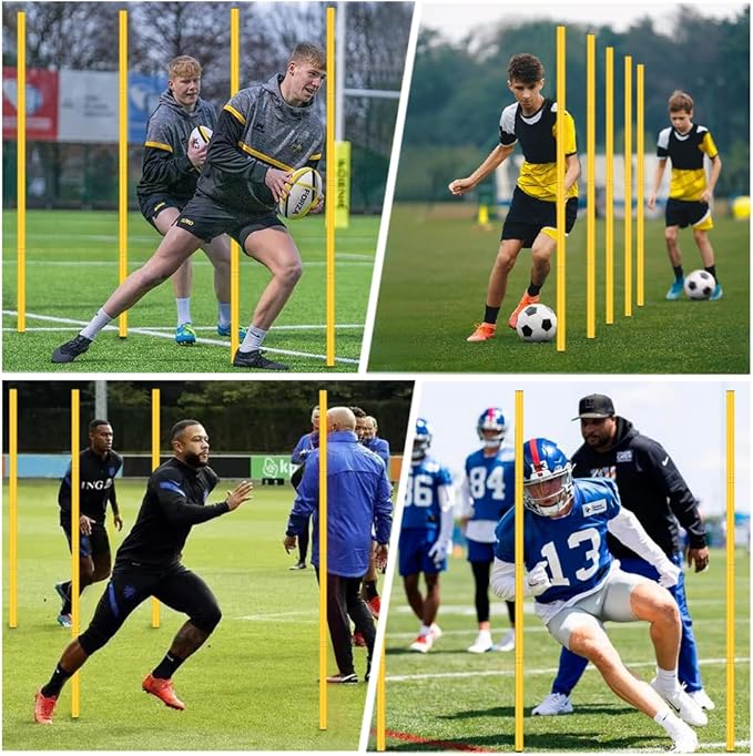 Agility Poles Training Equipment- Includes 6 Agility Poles, 6 Jumping Hurdles, Agility Ladder, 12 Soccer Cones, 1Jump Rope, Soccer Training Poles for Speed Training, Soccer Agility Training