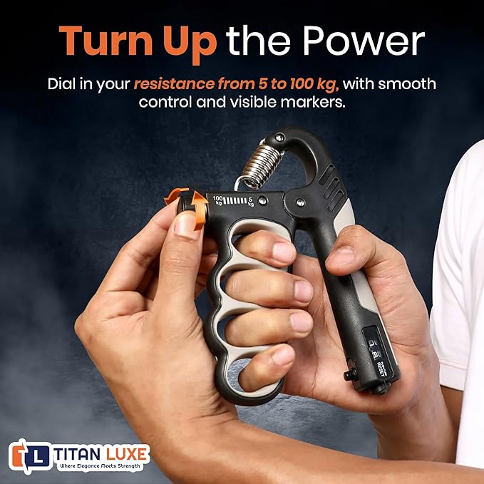 Grip Strength Trainer – Adjustable Resistance Hand Grip Strengthener (11-220 Lbs/5-100KG) with Auto Electronic Counter | Forearm & Finger Exerciser for Athletes, Musicians, Injury Recovery
