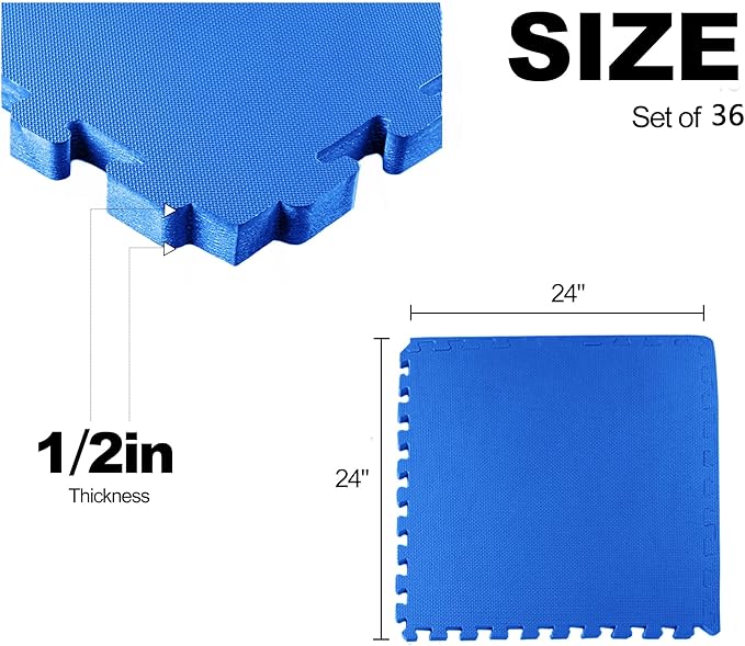 Elevon Puzzle Exercise Gym Flooring Mat, EVA Interlocking Foam Tiles Workout Mat for Home Gym, Fitness Equipment, MMA, Gymnastics, Shock-Absorbing Exercise Mat, Multi-Color