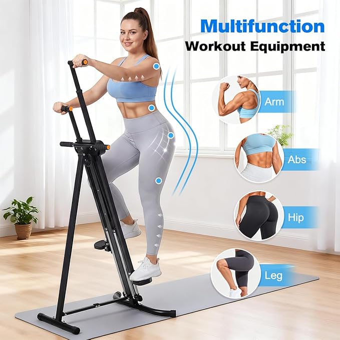 Relife Vertical Climber Exercise Machine for Home Gym with 4 Metal Guide Rails Folding Exercise Climber Step Fitness Machines Cardio Workout Machine 5-Level Heights Stair Stepper 2026 Newer Version