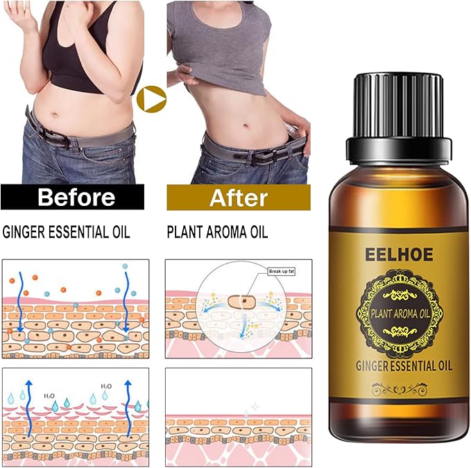 2 Pcs Belly Drainage Ginger Oil, Promote Blood Circulation Metabolism SPA Lymphatic Drainage Massage Oil. 60ML