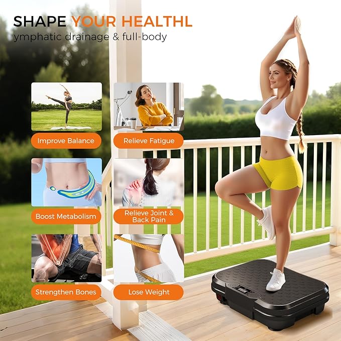 Vibration Plate Exercise Machine,Vibrating Platform for Lymphatic Drainage with 250 Speeds,450 lbs Weight Capacity,Vibrated Plates for Weight Loss,Full Body Workout Equipment for Fitness at Home