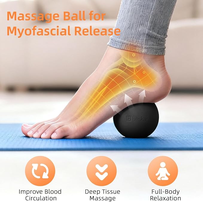 Massage Lacrosse Balls for Myofascial Release, Trigger Point Therapy and Yoga Therapy, Foot Massage Ball to Relieve Plantar Fasciitis Black