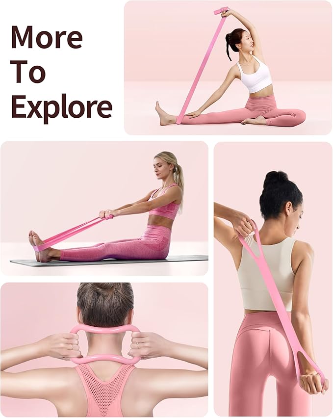Home Pilates Kit for Women, Essentials Pilates Equipment Set with 14‘’ Pilates Ring and Mini Ball, 5 Resistance Bands & Accessories, Tutorial Charts, Pilates Ring Set for Beginners Workout at Home